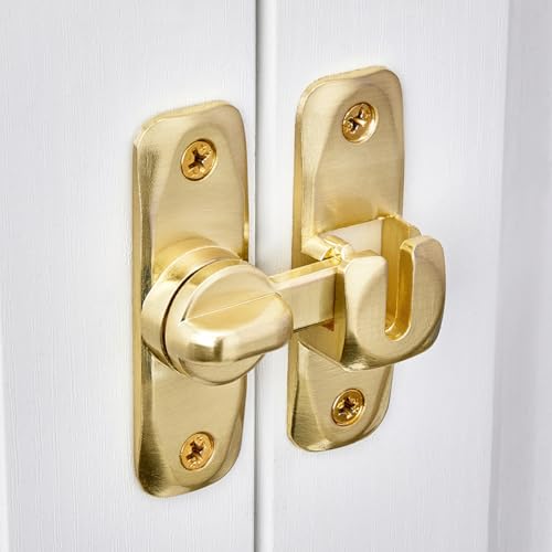 2 Packs Gold Barn Door Latches,90/180 Degree Gate Lock_B | Zinc Alloy Right Angle Door Lock Latch,Flip Gate Latches,Sliding Door Latch Lock,for Cabinets,Fence Gates,Pet Cage - color: Gold