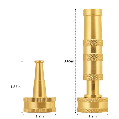 Brass Adjustable High Pressure Hose Nozzle - 3/4 GHT Thread for Watering, Cleaning & More - color: Sprinkler+Nozzle