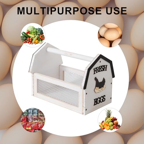 ZSHLXM Wood Farmhouse Egg Collecting Basket - Gather Fresh Eggs from Chicken Countertop (Large) - color: White, size: Large