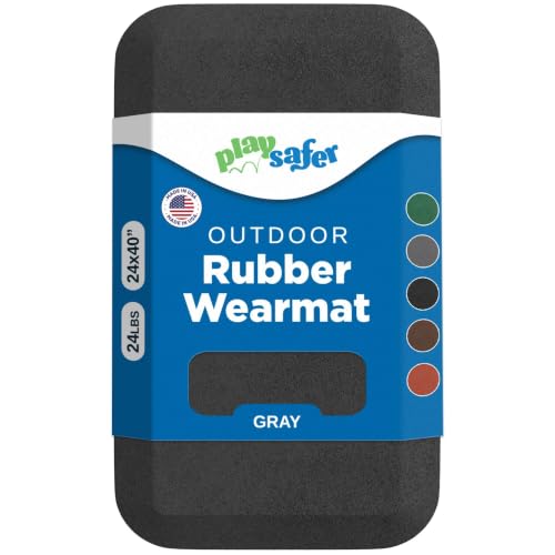 Playsafer Playground Safety Rubber Wearmat for Swingsets and Slides - 1" Thick X 24" W X 40" L (1 Pack, Gray) - color: Grey, size: 1 Pack (40" L x 24" W x 1" Thick)