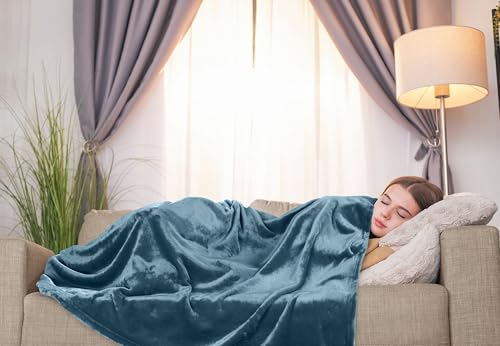 Utopia Bedding Soft Fleece Bed Blanket Throw Size Stone Blue (50x60 Inch) | Microfiber Plush Warm Lightweight Breathable Cozy Blanket Anti-Static, All Season Use, Gift for Women and Men - color: Stone Blue, size: Throw (50x60 Inch)