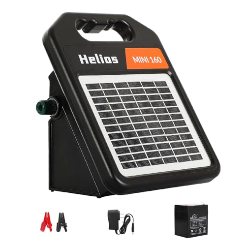 10 Miles Solar Electric Fence Charger with Day/Night Mode, 0.16J Portable Solar Fence Charger with Rechargeable Solar Panel for 24-Hour Uninterrupted Protection Electric Fence Energizer - size: MINI160-Rear switch