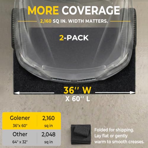 2-Pack Oil Spill Mats - Garage Floor Mat, Absorbent Oil Pad, Premium Maintenance Mat, Waterproof, Contain Liquid, Protect Garage Surface from Spill & Stain, Reusable, Durable, Black, 36”x60” - size: 2-Pack 36" x 60"