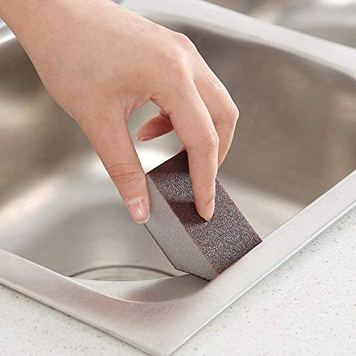 Krisler 8pc Brown Carborundum Sponge(thickness-1inch) | Stone Pot Clean Brush Rust Eraser Grit Scouring Pads Pot Cleaning Pads with Carborundum Washing Kitchen Cleaner Tool - size: Brown 1 Inch (Pack of 8)