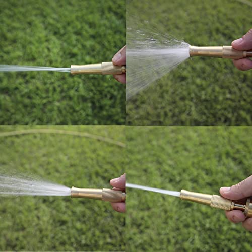 Brass Adjustable Nozzle, Twist Garden Hose Sprayer, Heavy-Duty Power Spray Attachment, High Pressure Water Jet with ¾” Standard Threading, Includes 2 Extra Rubber Washers - 2-PACK - size: Nozzle - 2 Pack