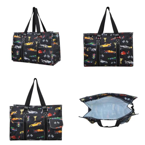 NGIL Utility Water Resistant Tote Bag | Work Tote for Women, Nurse Bag, Teacher's Choice Purse, Gym Bag, Everyday Organizer Top Zipper Closure - color: Racecar-black
