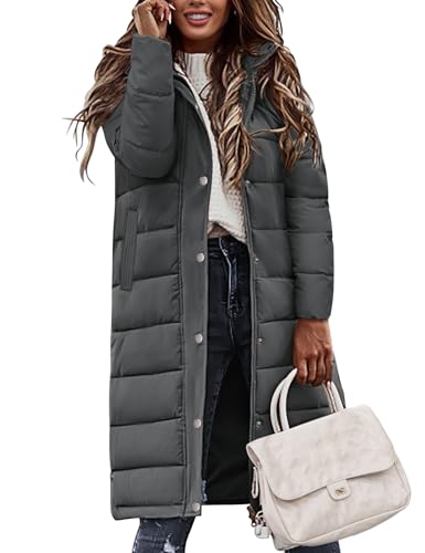 Winter Coats for Women-Puffer Jacket Hooded Warm Winter Long Coat Thickened Down Alternative Jacket Outwear - color: Dark Gray, size: Medium
