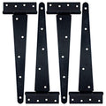 HLMOptimo Heavy Duty T Hinge Tee T Strap Shed Gate Barn Fence Door Hinge Wrought Rustproof All Size Black (4 pcs, 12 inch) - size: 12 Inch, style: 4 pcs