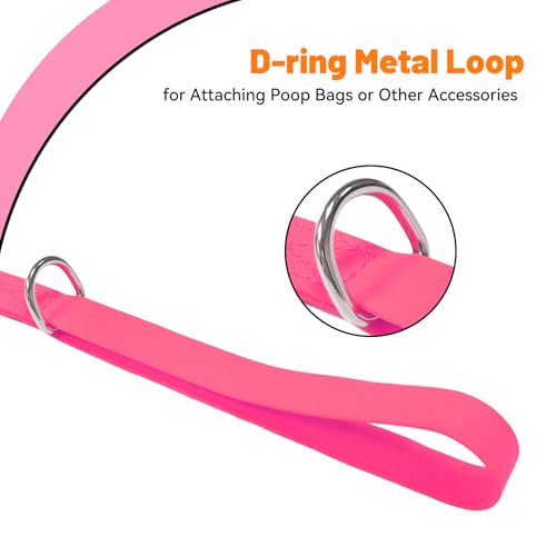 Waterproof Dog Leash, 5/6 FT Durable Odor-Proof Dog Leashes with Strong Metal Hooks Fits Small Medium or Large Dogs (Pink, 5FT - 3/4 inch Width) - color: Pink, size: 5FT - 3/4 inch Width