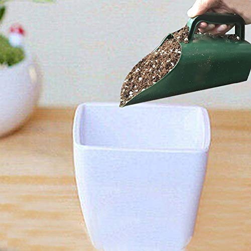 Soil Scoop, Plastic Potting Scoop for Indoor Plants and Gardening | Garden scoop for potting soil, compost, perlite, pellets, and container gardening with narrow pour shape and sifting holes