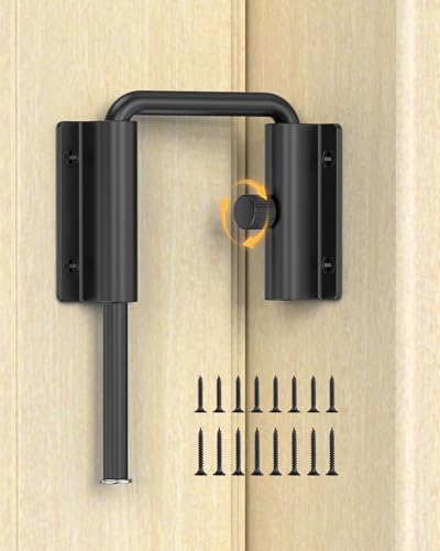 Sliding Door Loop Lock, Multi-Angle Barn Door Lock, Black | Aluminum Alloy, U-Shaped Loop Latch for French/Fences/Windows/Screen/Patio Sliding Doors - color: Black-1 PC