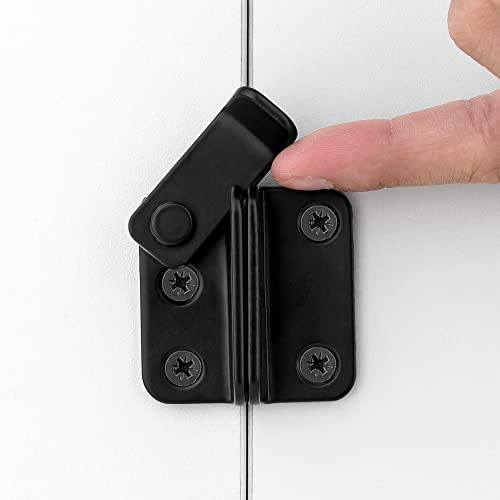 2 Set Black Flip Latches with Padlock Hole，1.81”x1.77”Slide Bolt Latch | Stainless Steel Sliding Barn Door Lock ,for bedroom,drawer,Wine Cabinet,cabinet,garage,window,pet enclosures - color: Small_Black_2 Pack