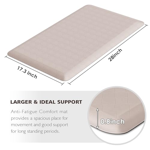 HappyTrends Kitchen Floor Mat - 4/5 Inch Thick Anti-Fatigue Kitchen Rug | Waterproof Non-Slip Kitchen Mats and Rugs Heavy Duty Ergonomic Comfort Rug for Kitchen,Office,Sink,Laundry