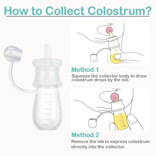 BumbleBee Colostrum Collector Syringes Reusable Breast Milk Collector, Multi-Use Colostrum Container with Storage Case, Cotton Wipe & Cleaning Brush, BPA Free, 5ml-6pcs