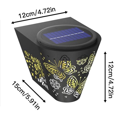 2 Pack Solar Fence Lights Outdoor Wall lihgts Decorations Metal Solar Deck Lights Waterproof LED Solar Powered Step Lights Warm White Light Decorative Lighting for Garden, Front Door, Backyard (metal) - style: metal