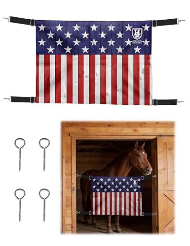 Harrison Howard Horse Stall Guard with Adjustable Straps and Sturdy Spring Hooks Included Aisle Guard Stall Guard for Horses,US Flag - color: US Flag