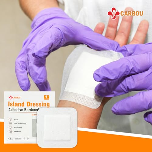 Carbou Island Dressing 4"x4" 30ct Sterile Bordered Gauze Pads Wound Care | Sterile Individually Wrapped packs,Highly Absorbent Adhesive Dressing Pad,Bordered Gauze With Adhesive Border,Island Bandages - size: 4‘’x4''