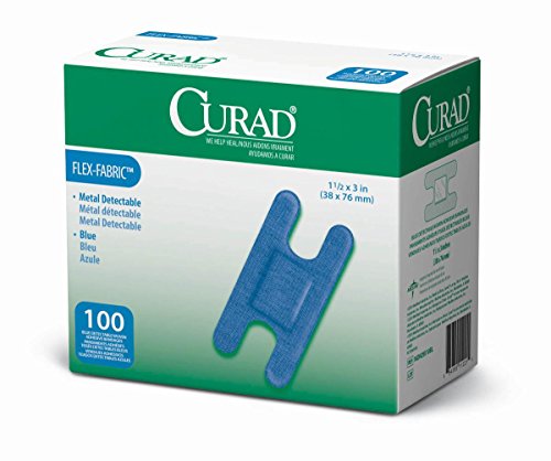 Curad Knuckle, Woven Blue Detectable Bandage, 100-Count - size: 100 Count (Pack of 1)