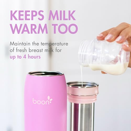 Boon Frosh Breast Milk Chiller and Storage Container - Purple - 10 Oz | Stainless Steel, TSA Compliant, Keeps Beverages Cold up to 17 Hours*, Diaper Bag Essentials - color: Purple, size: 14 Ounce