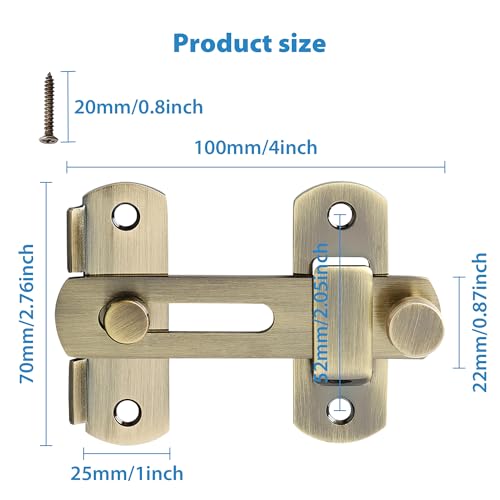 Alise 4 Inch Bronze SUS304 Stainless Steel Gate Latches for Barn Door | Heavy Duty Gate Hardware ,Security Flip Latch,Anti-theft Latch,Safety Door Lock for Barn Wood Fence Sliding French Doors - color: Bronze, size: 4 Inch