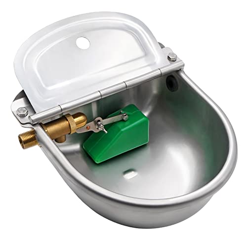 Automatic Dog Water Dispenser Outdoor Large Breed Self Filling Water Bowl | Heavy Duty Brass Float Valve Control, Wall Mount, For Poultry Chicken Duck Goat Sheep Horse Cattle Livestock, Bakcyard Farm