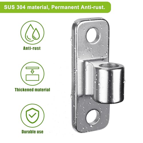 Insaga Heavy Duty 304 Stainless Steel Gate Hinges 4 Pcs, Wall Mount Hardware with 5/8" Pin, One-Piece Cast Hinge for Farm, Fence, Chain Link, Wooden & Metal Gates - color: Silver-SS-Hole-4Pcs