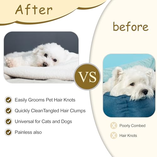 Double Row Undercoat Rake for Dogs & Cats - Wooden Handle Metal Dog Comb, Pet Grooming Dog Rake for Deshedding & Detangling - size: Grooming Comb