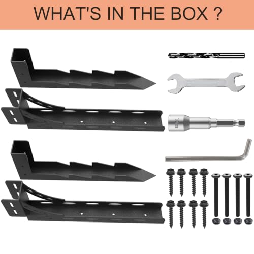 Eurydice Adjustable Heavy Duty Fence Post Repair Kit for 4x4 & 6x6 Posts | Quick fix broken & leaning fence post repair kit with thickened steel post base, anchor, fence repair stakes & post support