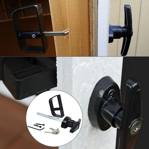 4½" T-Handle Shed Door Lock Handle with Lock Keyed Alike Garage t Handle Shed Latch Hardware Locking Handle 4.5“ T-Handle Lock with 8 Keys self-Drilling Screws and Allen Wrench 2kits - size: 4½" T-Handle Lock 2kits