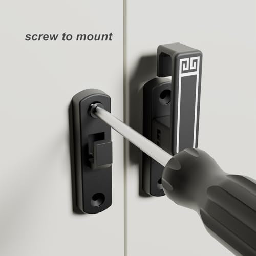 Height-Adjustable Flip Latch Lock 90/180 Degree Sliding/Swinging Door Lock Latch Bolt for Barn Garage Garden Fence Gate Shed Window Cabinet Patio Screen French Door Upgraded (Black) - color: Black