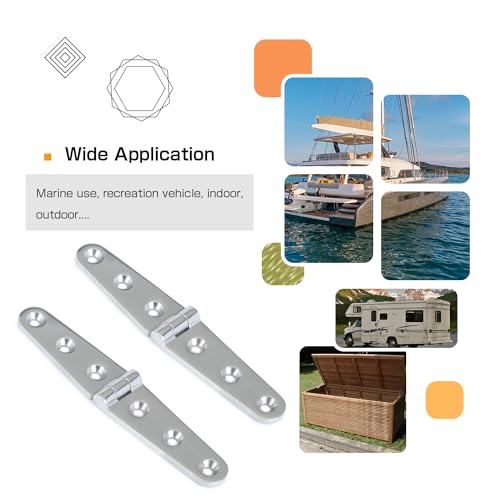 Atibin Heavy Polished Door Hinge Stainless Yacht Hardware Boat Hinge Steel Deck Mount Marine Hinges Cabinet SUS316 6 inch x 1.10 inch 2pcs - style: 2Pcs 6" x 1.10"