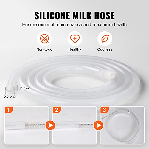 VEVOR Electric Cow Milking Machine 6.6 Gal/25 L Milker 304 Stainless Steel | Automatic Pulsation Vacuum, Portable Milker with Food-Grade Silicone Cups and Tubes, Adjustable Pressure - size: 25 L