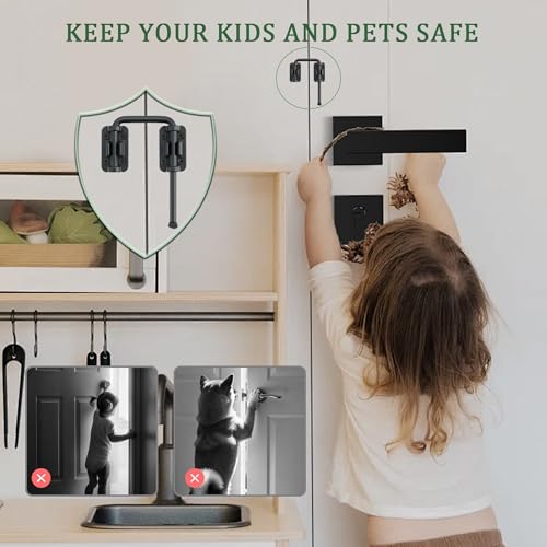 Mooche Sliding Door Lock,90/180 Degree Installation Loop Bolt Lock,Black | U-Bolt Lock Door Security Latch,U-Shaped Barn Door Lock Zinc Alloy Screws Included for Uneven Door Toilet Fence Garage - color: Black