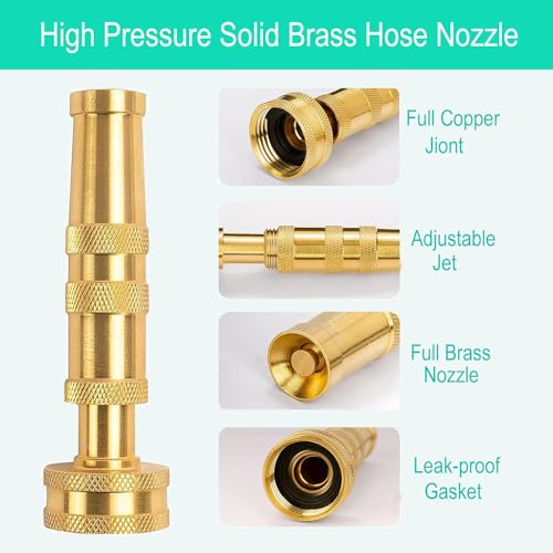 Solid Brass Adjustable Twist Hose Nozzle | Heavy Duty Jet Sweeper Nozzle, High Pressure 3/4" GHT Connector - style: Nozzle Twist+Jet 2P