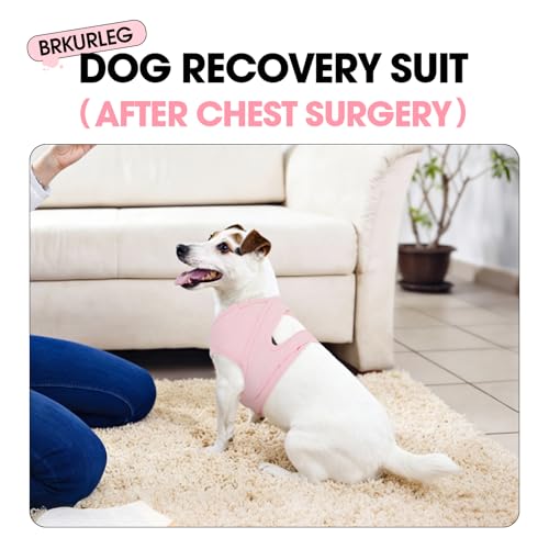 BRKURLEG Dog Chest Recovery Suit After Surgery, Pink L | Dog Chest & shoulder Wound Cover, Breathable & Soft Anti-Licking Wound Vest, Not for Spay/Neuter Surgeries, Cone Alternative - color: Pink, size: Large