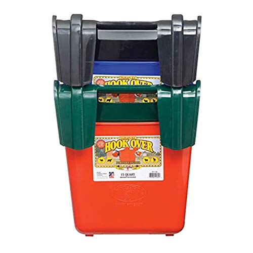 Little Giant HF15GREEN Heavy Duty 15 Quart Mountable Plastic Hook Over Feeder, Green (4 Pack)