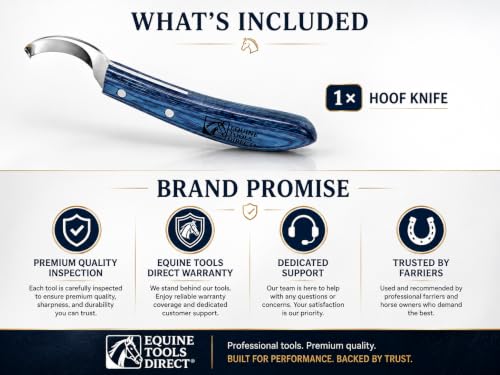 Right-Hand Curved Blade Hoof Knife, J2 420 Magnetic Stainless Steel Blade, Ergonomic Blue Handle, Farrier Horse Hoof Trimming Tool for Sole & Frog Paring - style: Right-Handed