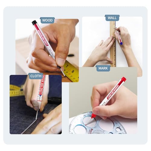 6 PCS Long Head Deep Hole Marker Pens,20mm Long Nib Marker, Longs Nose Markers, Waterproof Construction Markers Marking Tool,Permanent Markers Carpenter Ink marker Pens,Metal marking Pens 02 - color: 6PCS-20MM-Red/Blue/Black