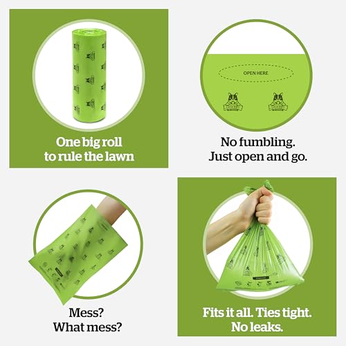 Pogi's Compostable Poop Bags for Home & Yard – Leak-Proof, Extra-Large, Made with Plants (Single Roll, 300-Count) - size: 1 Count (Pack of 300)