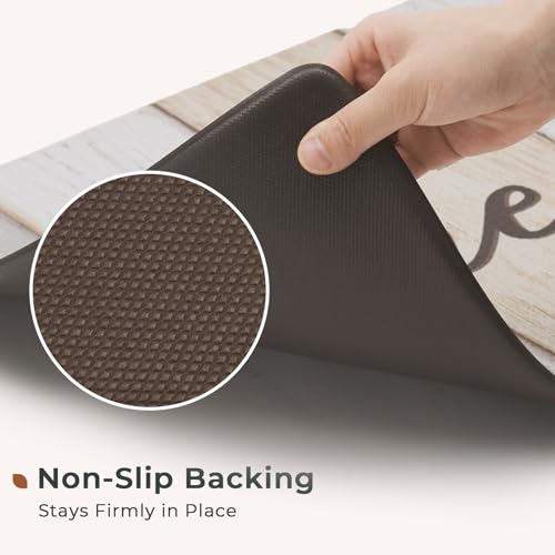 FRESHMINT Anti Fatigue Kitchen Mats for Floor 2 Piece Set Waterproof & Non-Skid Traditional Farmhouse Kitchen Rugs Standing Cushion Comfort Kitchen Runner,17x30+17x47 - color: Happiness Homemade