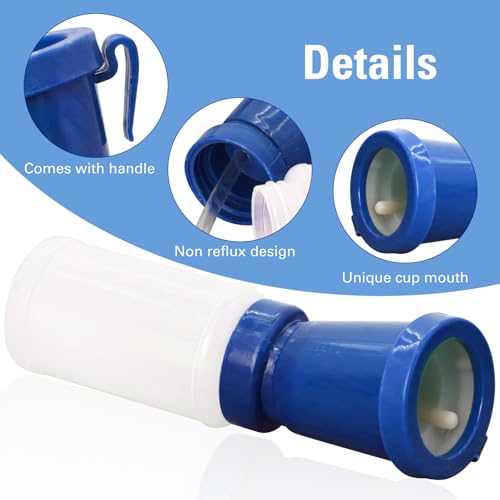 2 Pack Teat Dip Cup Non-Return Teat Dipper Nipple Cleaning Disinfection Cup | Non Reflow Dip Cup Reusable Squeeze Bottle Design Leak-Proof Pre Milking Teat Dipper for Cow Sheep Goat Cattle (Blue) - color: blue
