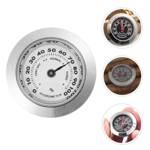 Hemoton 2-Pack Analog Cigar Humidor Hygrometer Round Mechanical Humidor Gauge Small Compact Humidity Meter for Cigar Box Violin Case Home Use