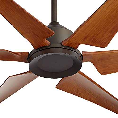 Casa Vieja 72" Power Hawk Modern Industrial Indoor Outdoor Ceiling Fan with Remote Control Oil Rubbed Bronze Painted Wood Damp Rated for Patio Exterior House Home Porch Gazebo Garage Barn