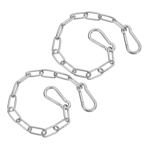 PATIKIL Gate Chain Lock, (11.9Inch, Silver) (2Pcs)304 Stainless Steel Hanging Chain Lock for Stall Barn/Cabinet/Fence/Hammock/Pet Cages