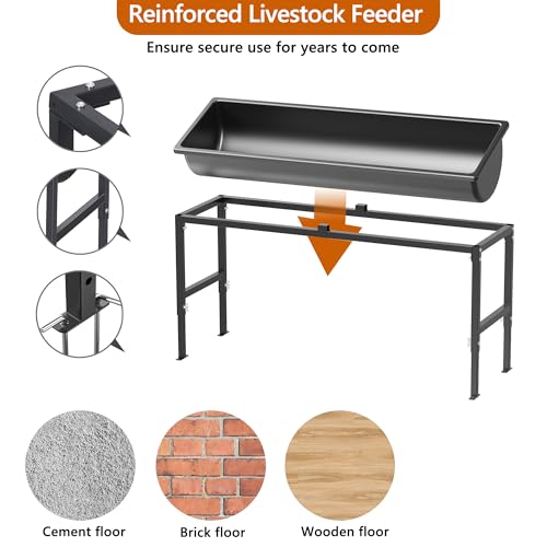 2PCS Animal Waterer 12 Gallon | Livestock Water Trough with Adjustable Stand, Easy to Assemble and Carry, Feeding Goat, Sheep, Horse, Dog in Farm - size: 2 PCS
