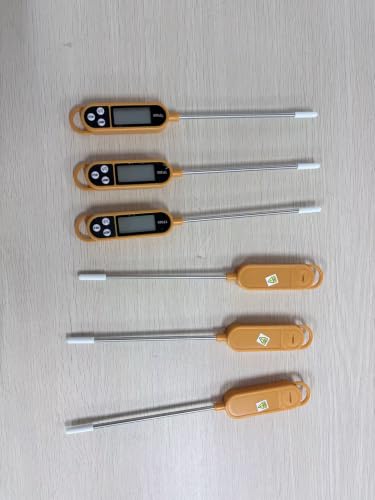 6 Pcs Instant Read Meat Thermometer Long Probe,Orange | Probe Waterproof Digital Thermometer, For Cooking BBQ Water Milk Liquids, Quick Accurate Food Temperature - color: Orange
