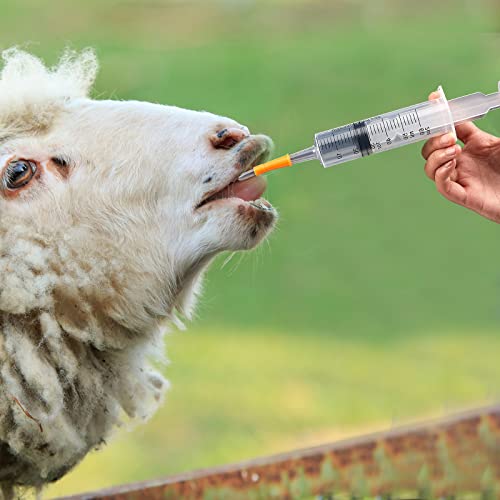 Tondiamo 4 Pack Lamb Goat Kid Feeding Kit 60ml Plastic Syringes 12.6 Inch Clear Feeding Tube Set