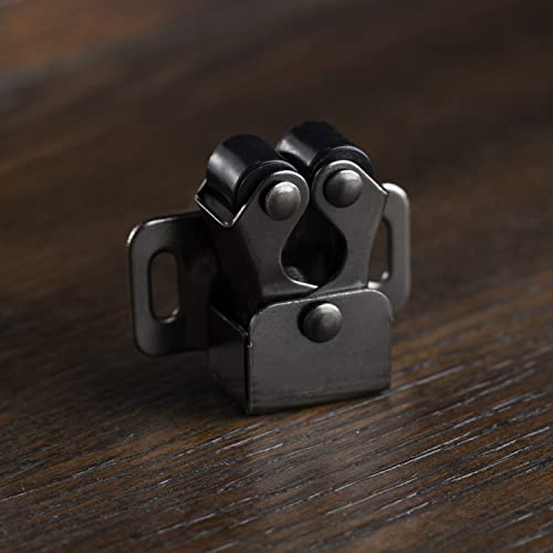 Keenkee Cabinet Latch Double Roller Catch, Black Nickel, 4 PCS | Hardware for Cupboard Closet Kitchen, Cabinet Door Latches and Catches - color: BlackNickel 4ps