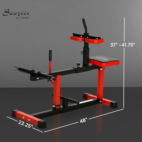 Soozier Seated Calf Raise Machine for Home Gym Waist Arm Training | Adjustable Calf Machine Leg Extension - color: Red