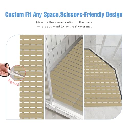 Shower Mat Non-Slip Bath Mat for Tub and Shower Stall,236 Suction Cups with Drain Holes, Quick Dry Machine Washable, Extra Grip for Stand Up Showers, Bathroom Essentials 24x24 Inch (Brown) - color: Brown
